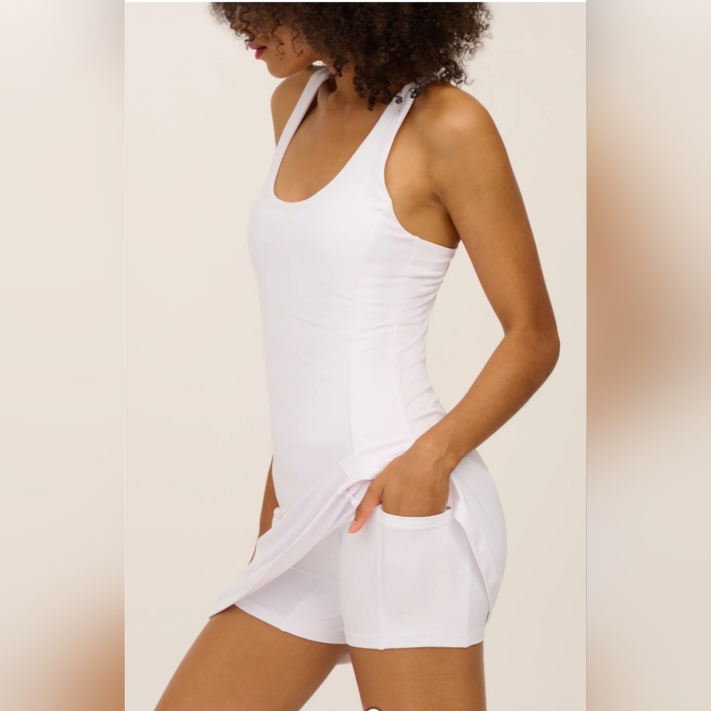 NUDETECH RACERBACK DRESS WITH INNER SHORT AND BRA CUPS - Picture 4 of 4